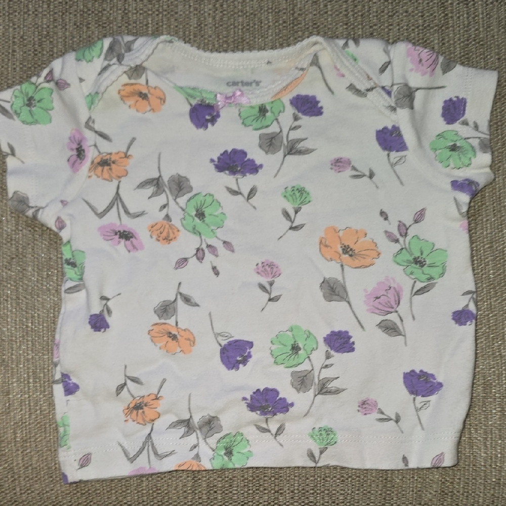 Carter's Kids Floral Tee - White with Green, Purple, Orange